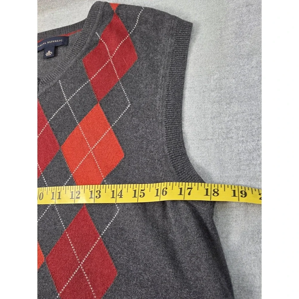 Banana‎ Republic Silk Cashmere Argyle Sweater Vest Mens M Old Money Academia Y2K